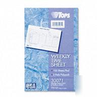 Tops weekly employee time sheet, 8-1/2 x 5-1/2, 2 pa...