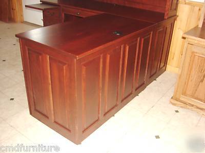 New l shape desk executive office system credenza maple 