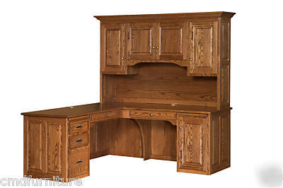 New l shape desk executive office system credenza maple 