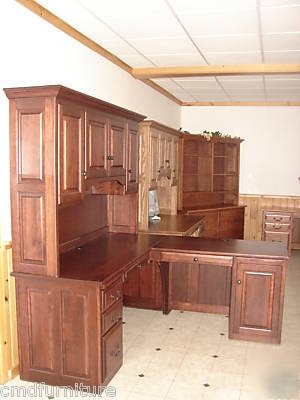 New l shape desk executive office system credenza maple 