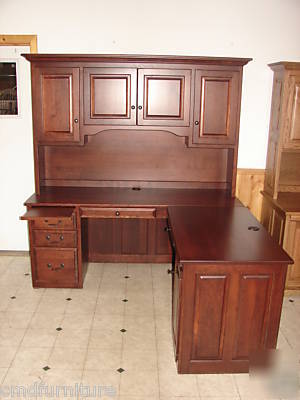 New l shape desk executive office system credenza maple 